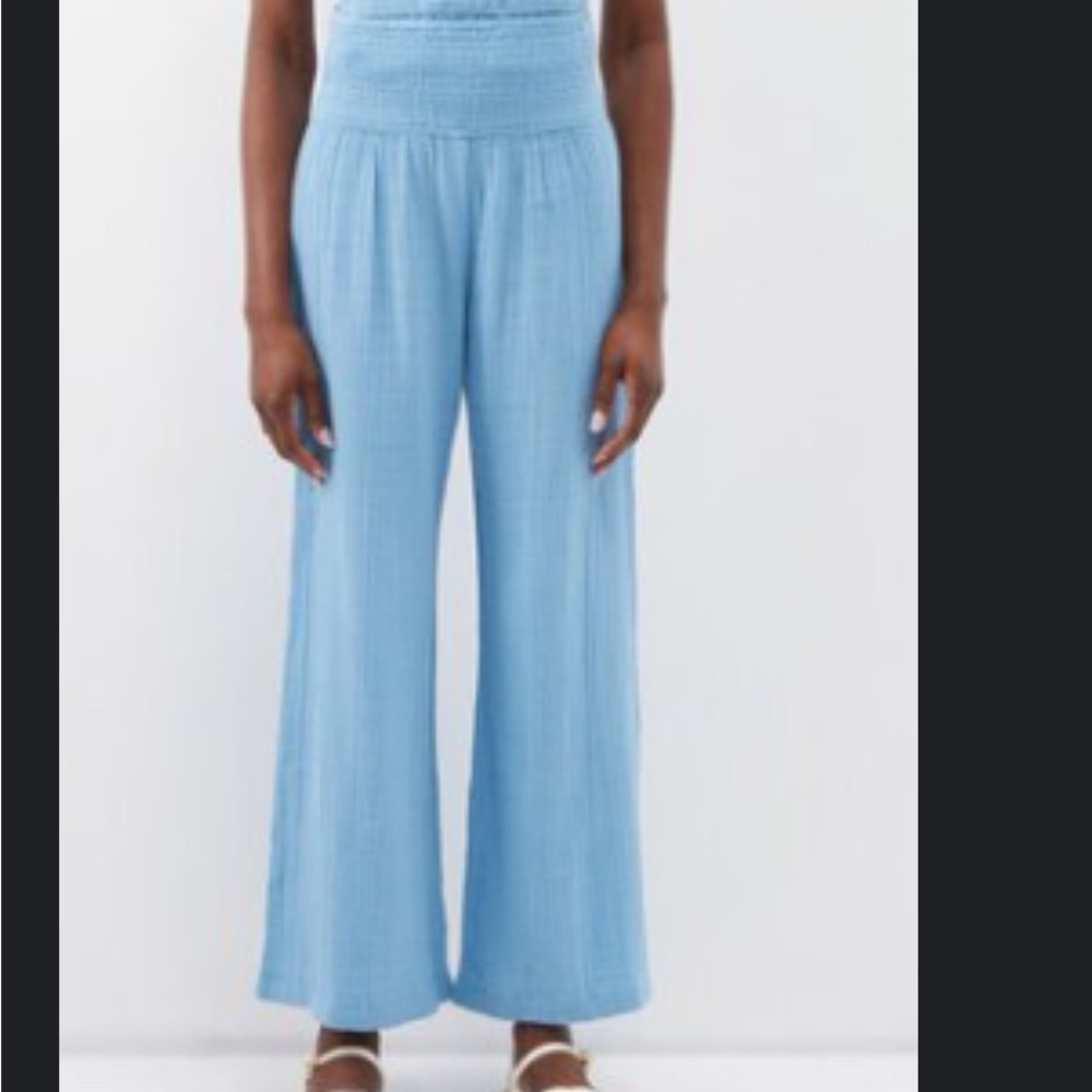 Anaak maya shirred cotton Wide-Leg Pants